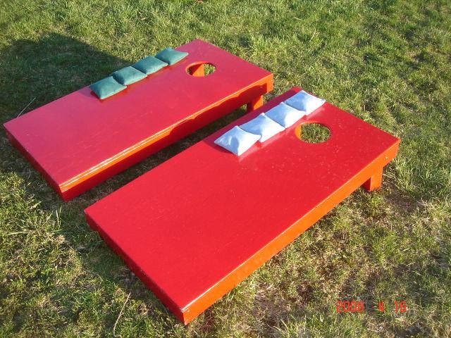 One Color Painted Corn Hole Game, Set of 2 Boards and 8 bags One Color Painted Corn Hole Game, Set of 2 Boards and 8 bags